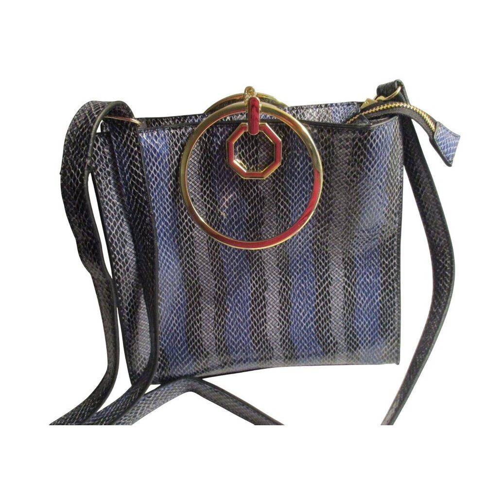 *Neiman Marcus Blue Gray Black Python 2-Way Crossbody Satchel